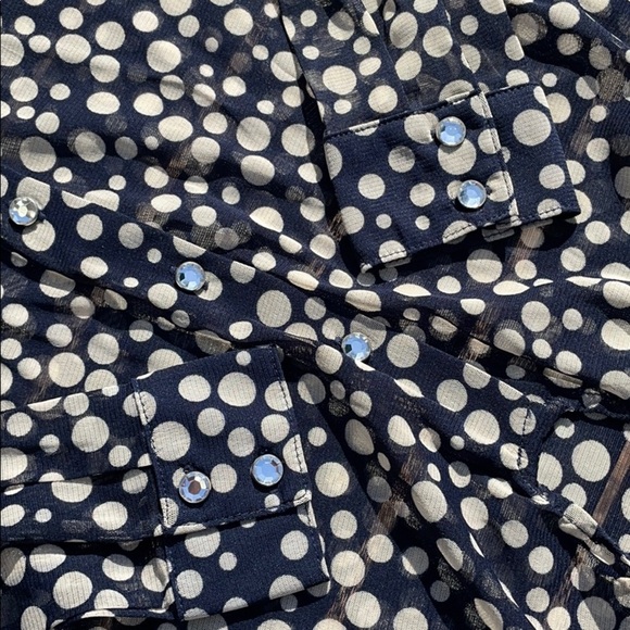 INC women’s navy polka dot button down shirt size small - Picture 6 of 8